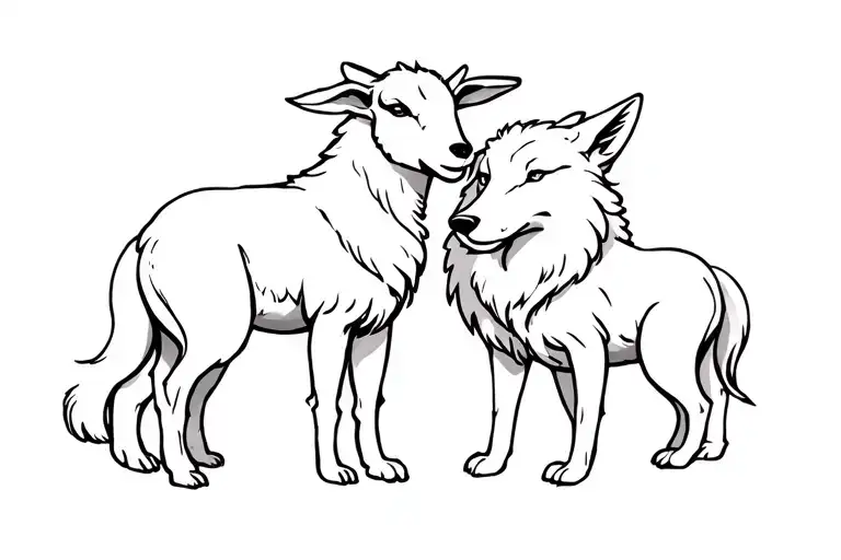 Lamb Of God And Wolf Next To Eachother