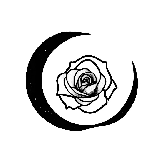 Moon And Lavender And Woman And Rose