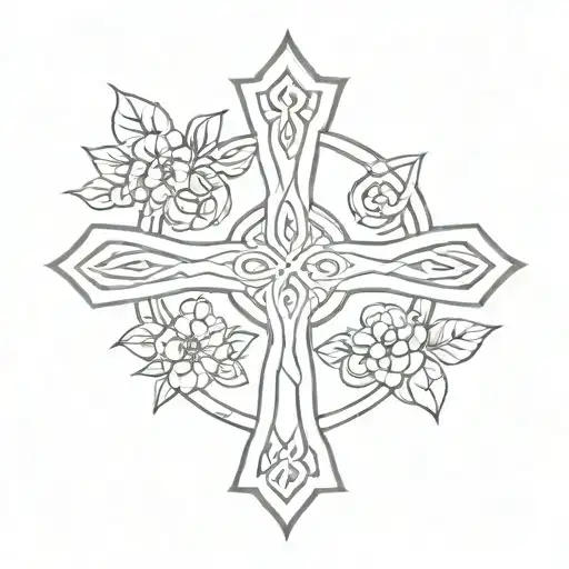 Celtic Cross Flowers Intertwined