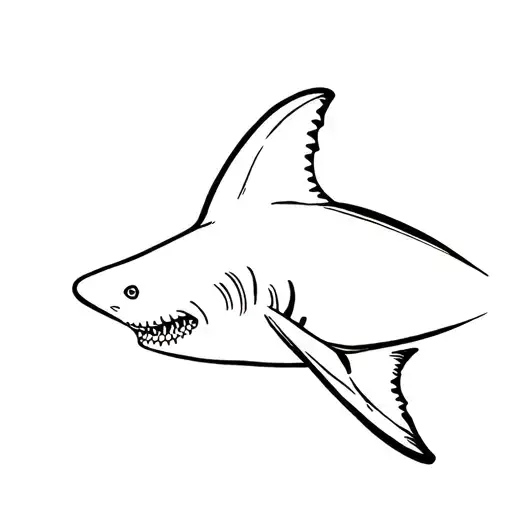 A Small Black Outlined Shark But Make The Outline Little Black Clovers