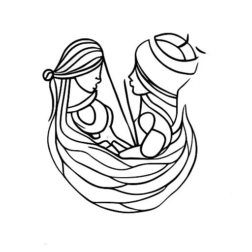 A Sleek And Minimalistic Tattoo Of A Mother And Child Holding Hands