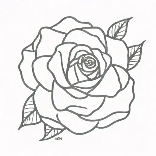 A Minimalist Tattoo Of A Rose With A Hidden Message 'Find Your Path' Within The Petals
