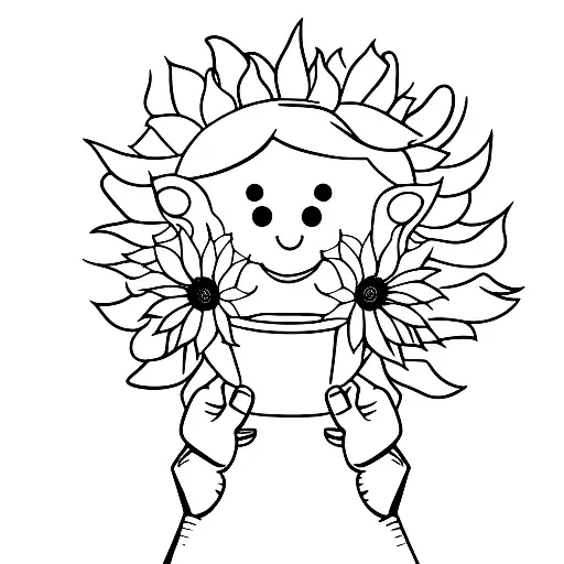 Boo Holding A Sunflower In His Hands And Looking Cute