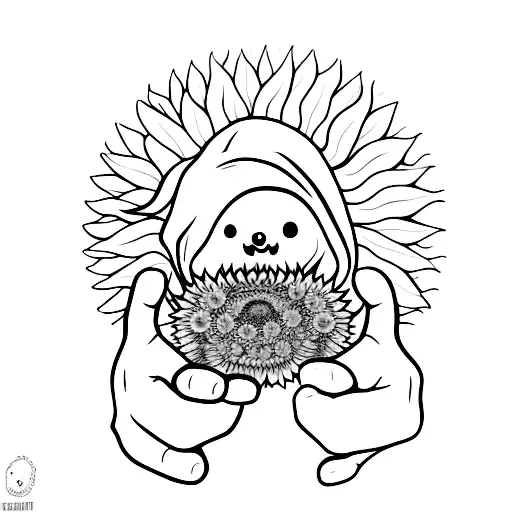 Ghost Holding A Sunflower In His Hands And Looking Cute