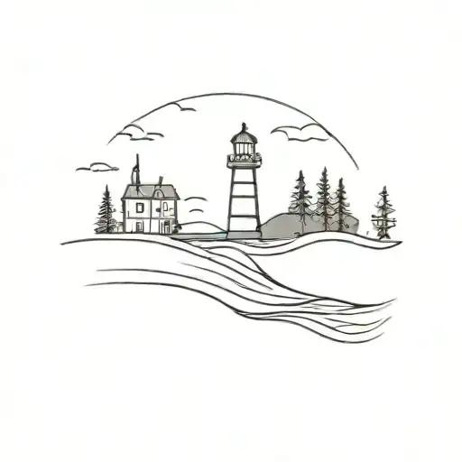 Waves Lighthouse Trees Growing