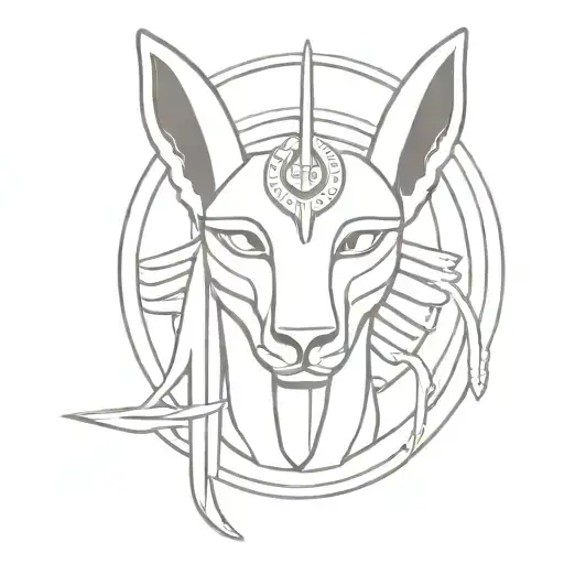 Egyptian God Anubis With Eye Of Horus And Ankh