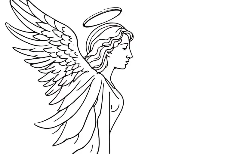 Side View Angel With Halo