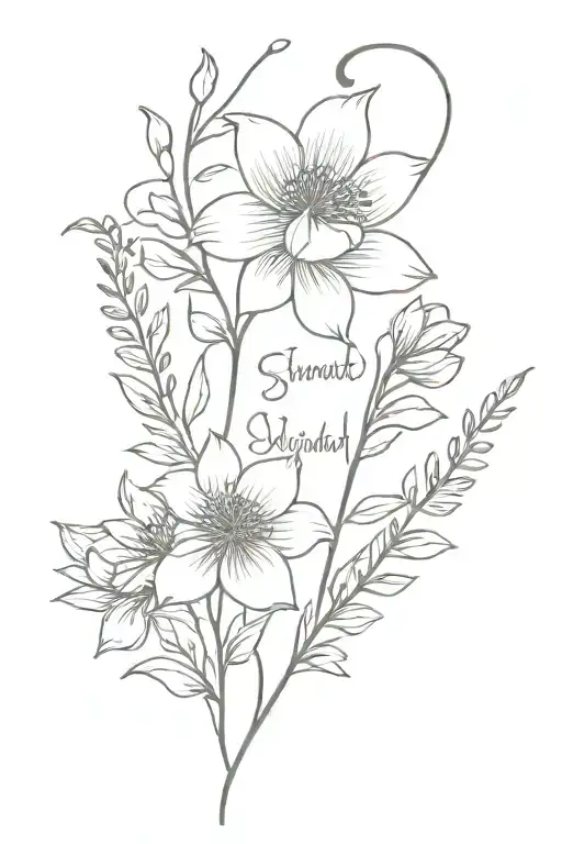 Strength Within Words In Cursive With Minimalistic Flowers Spine