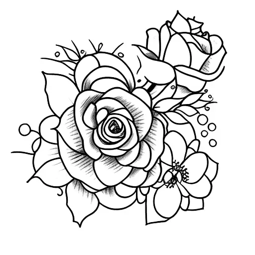 Beautiful Tattoo Sketch Of Flowers