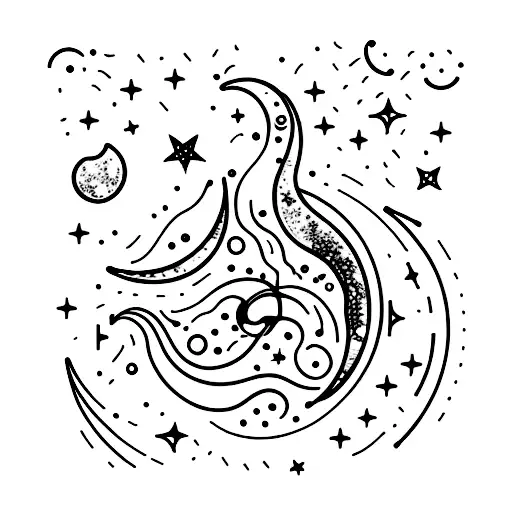 Simple And Delicate Crescent Moon With Constellations