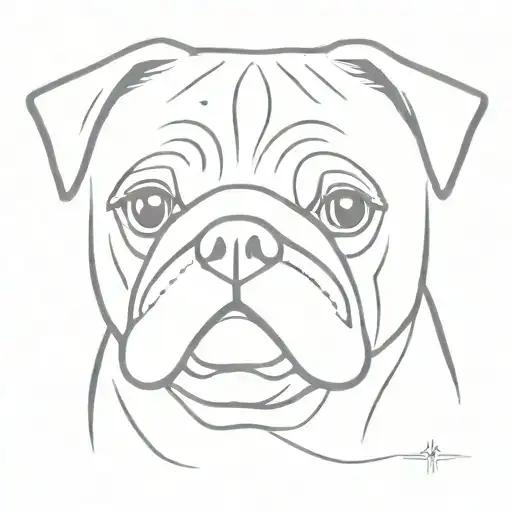 Pug Face Minimal Line Art