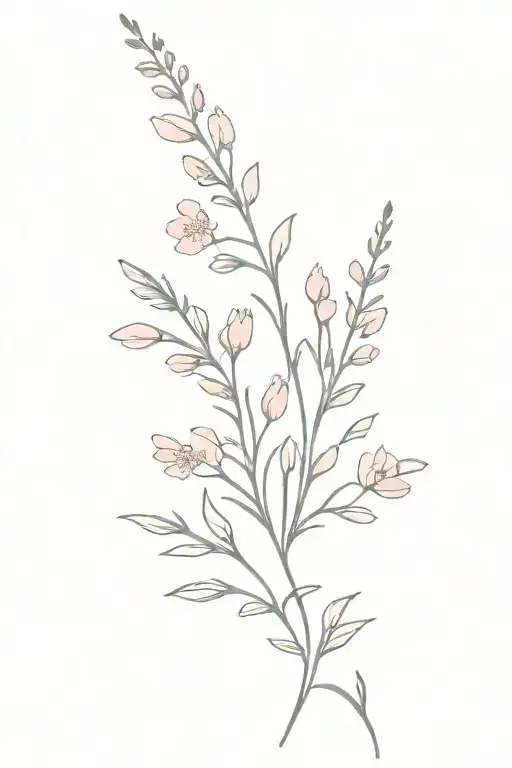 Simple Line Bible Verse Spine Tattoo With Small Pink Flowers At The Top