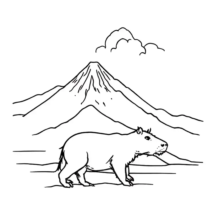 A Capibara And A Volcano