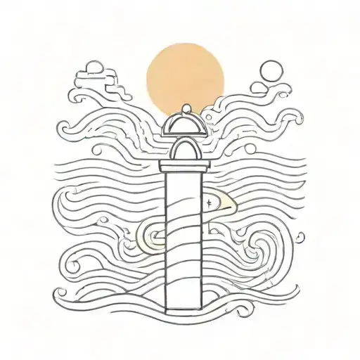 Lifeguard Tube With Waves And Sun