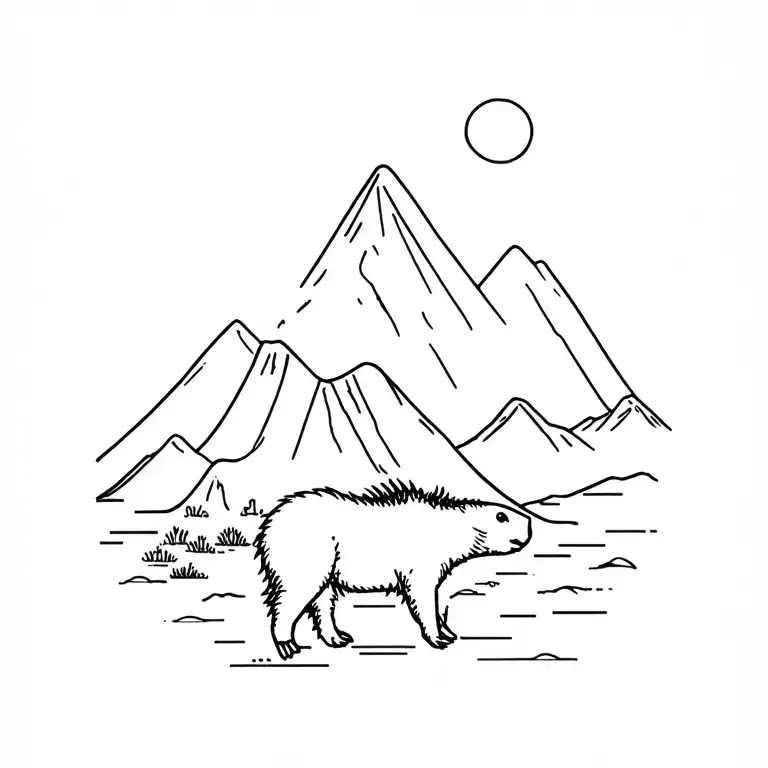 A Capibara And A Chill Style Volcano