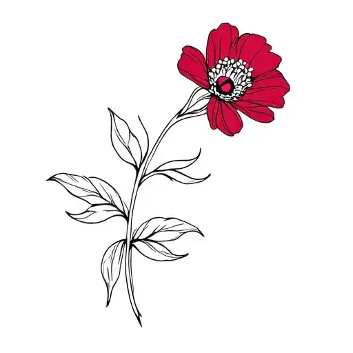 Line Art Flower With The Stem Saying Ruby