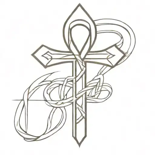 Ankh Over Cross Intertwined Within