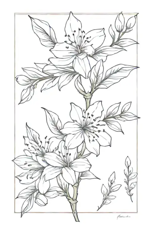 Lignum Vitae Flowers Dainty Fine Lines