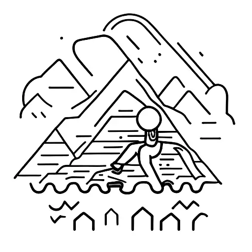 A Minimalist Silhouette Of A Hiker On A Mountain Peak