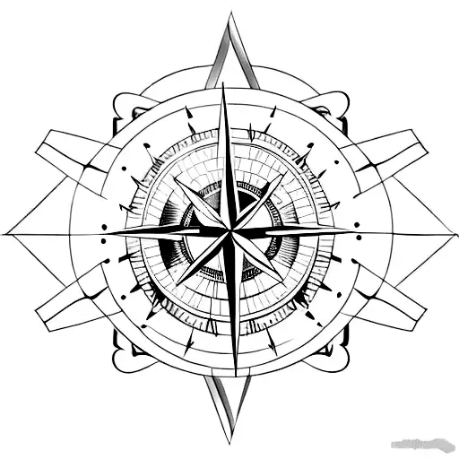 A Minimalist Tattoo Of A Compass Needle Transforming Into A Pen Tip