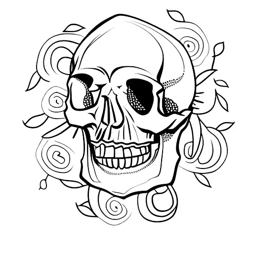 Skull With Snake Going Through It Surrounded By Skulls And Thorns Going Through The Skull As Well