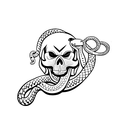 Skull With Snake Slithering Thorughout It