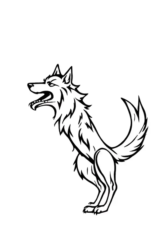 A Minimalist Silhouette Of A Wolf Dancing Gracefully