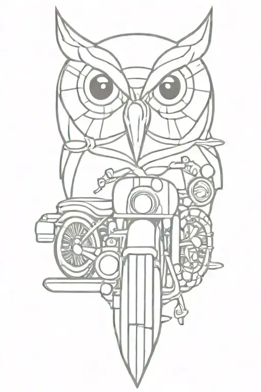 Owl And Skulls And Motorcycle Silhouette