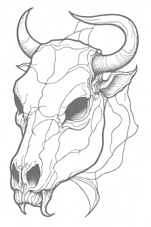 A Cow Skull But Just Line Work