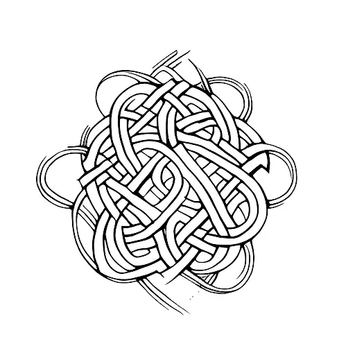 A Minimalist Tattoo Of A Celtic Knot Intertwined With An Open Book