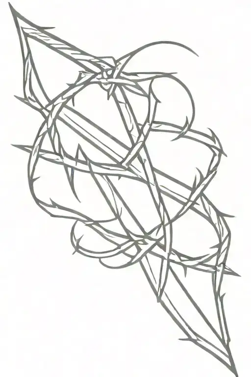 Cross With Crown Of Thorns Encircling The Too Horizontal Beam