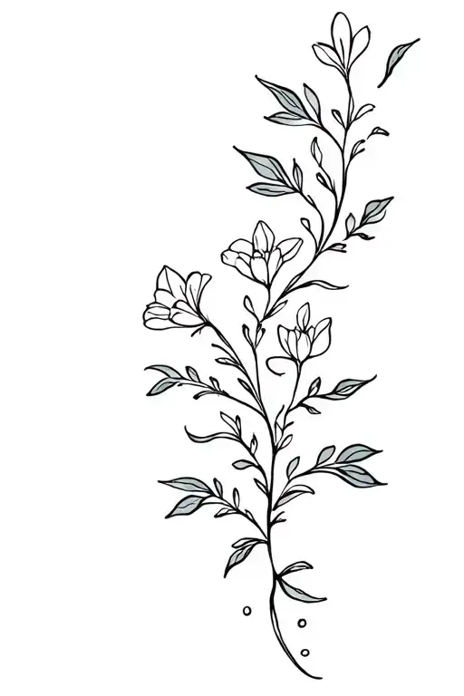 Vine Of Flowers Growing Up Hip