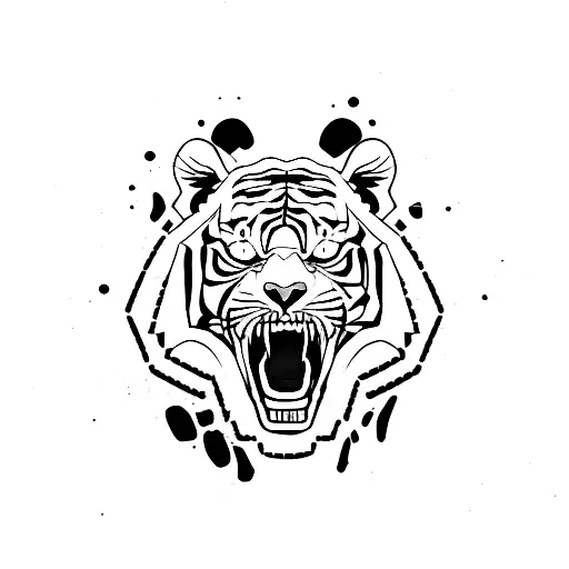 Tiger Growl Aggressive Defending Powerful Pain Fear