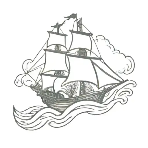 Pirate Ship In Heavy Waters