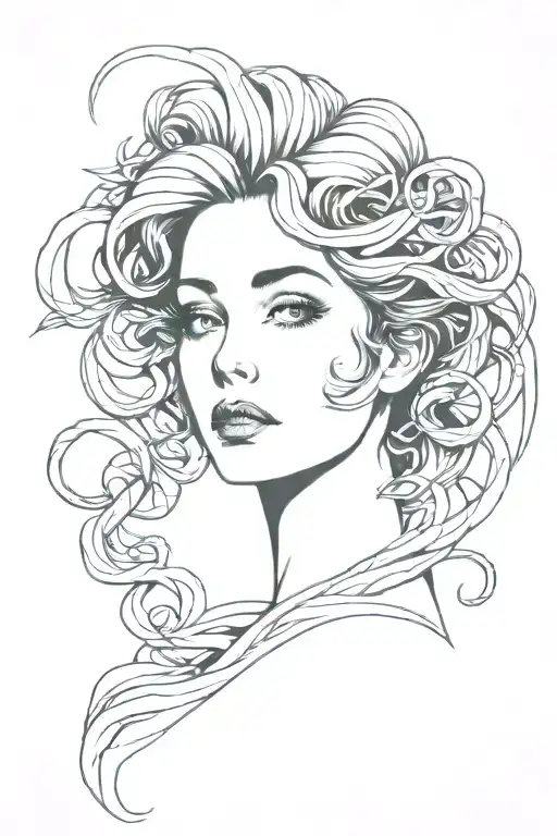 Gibson Girl With Medusa Snakes In Her Hair