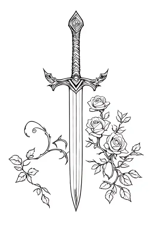 Sword In The Stone With Rose Bushes