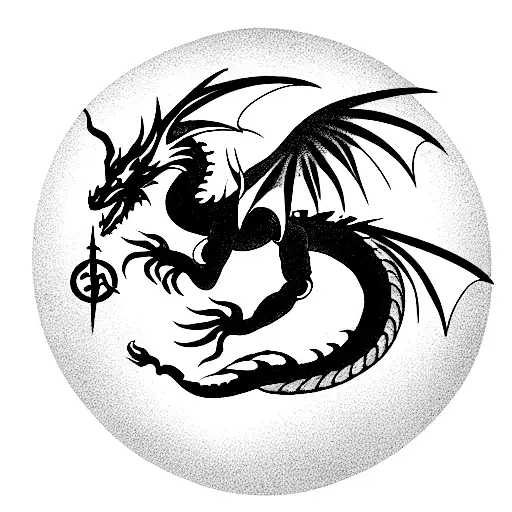 Dragon Around Of Sword