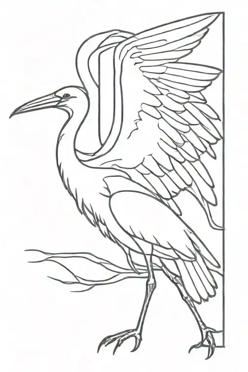 Stork Bird Standing Tall Without Effects