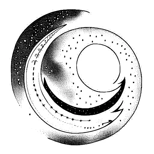 Moon Cycle In A Vertical Line With Celestial Decorations