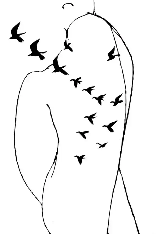 6-7 Birds Flying Up Arm From Elbow To Rear Deltoid