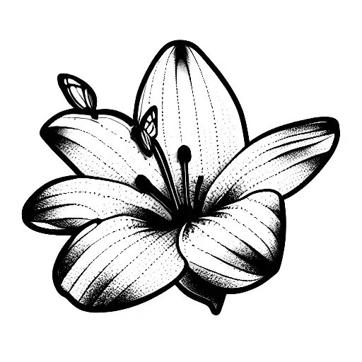 Lily Combined With A Butterfly