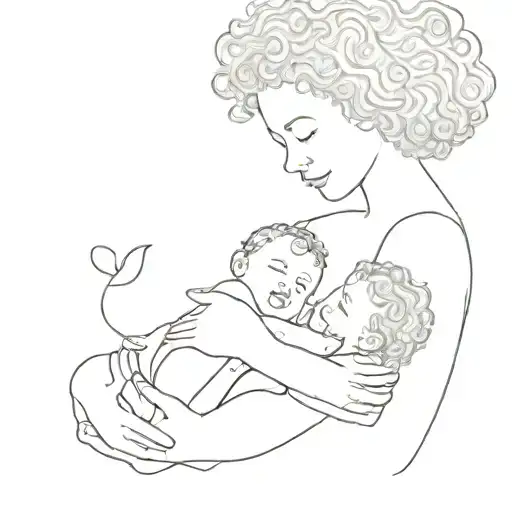 Mom With Curly Hair Holding Babygirl With Name Incorporated