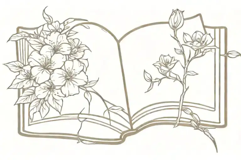 Open Book With Flowers