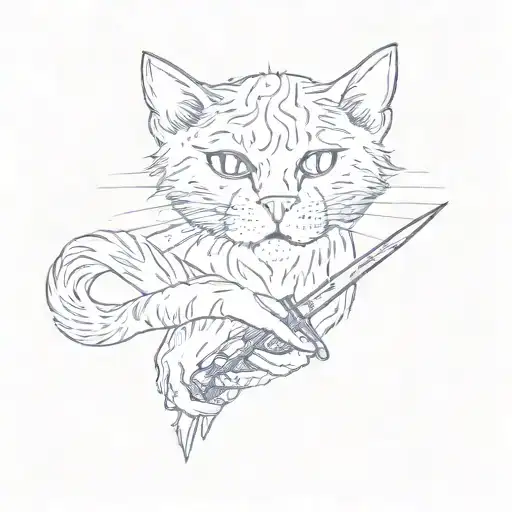 A Cat Holding A Knife