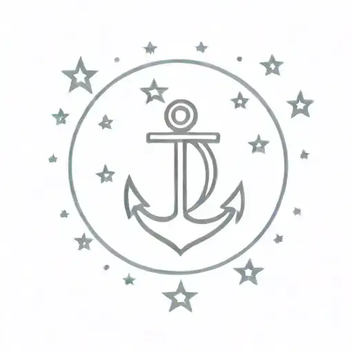 Tiny Anchor And Moon Surrounded By Stars Add Raven