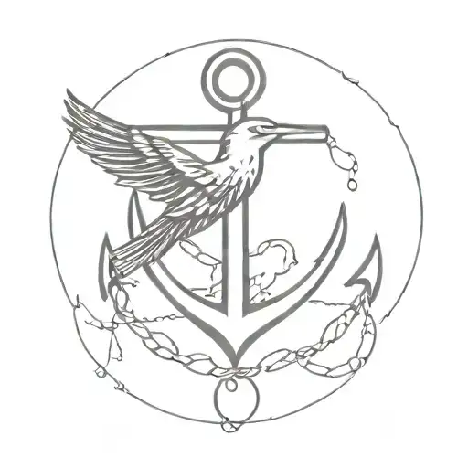 Anchor With A Raven Flying
