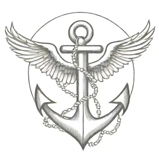 Anchor With A Raven Flying