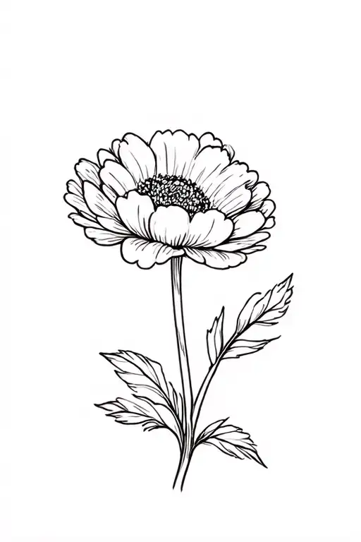 Black And White Simple Marigold