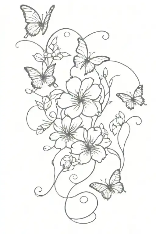 Dainty Flowers With Butterflies