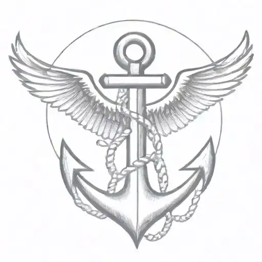 Anchor With A Raven Flying Across